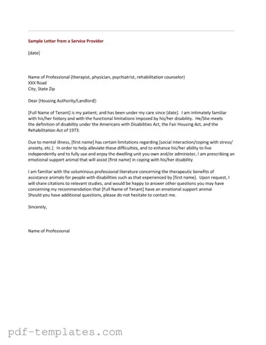Get Emotional Support Animal Letter Form in PDF