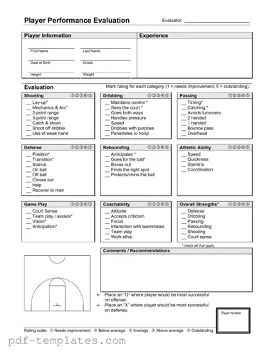 Get Basketball Evaluation Form in PDF