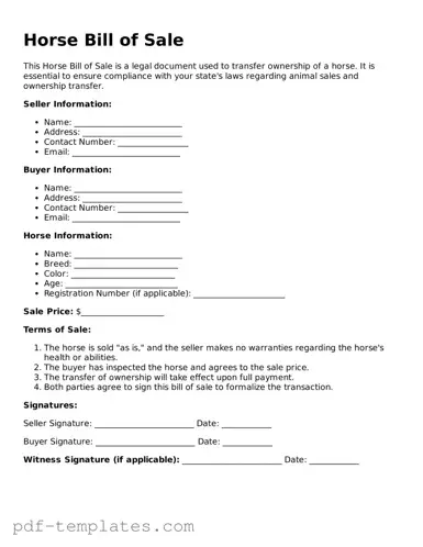 Horse Bill of Sale Document