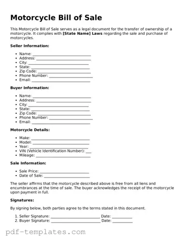 Motorcycle Bill of Sale Document