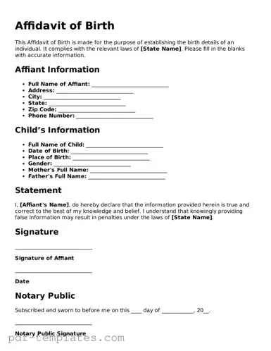 Affidavit of Birth Document