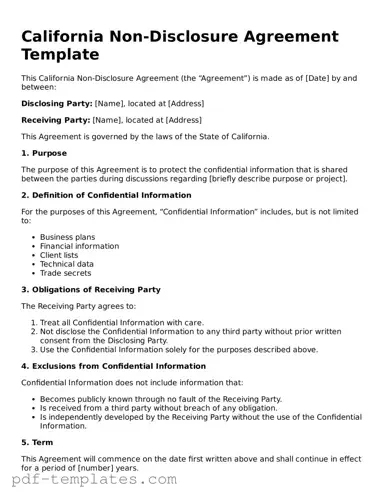 Official Non-disclosure Agreement Template for California State