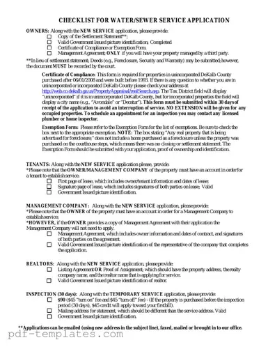 Get Dekalb County Water Application Form in PDF