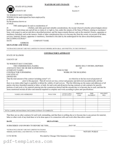 Get Chicago Title Waiver Format Form in PDF