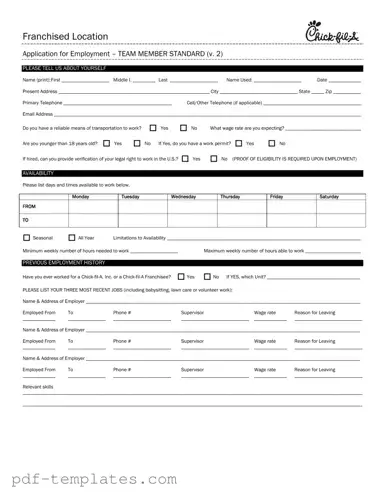 Get Chick Fil A Job Application Form in PDF