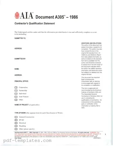 Get AIA A305 Form in PDF