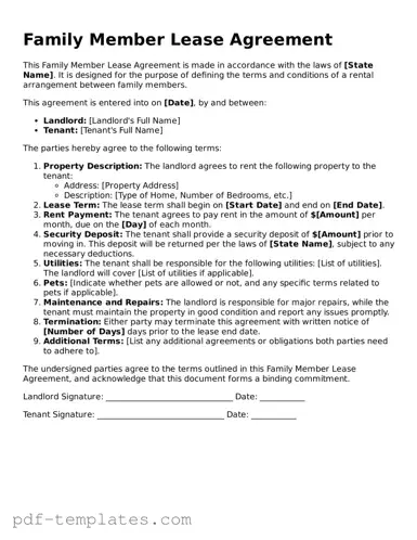 Family Member Lease Agreement Document