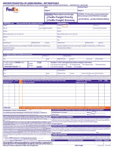 Get Fedex Bill Of Lading Form in PDF