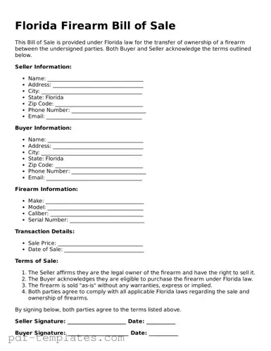 Official Firearm Bill of Sale Template for Florida State