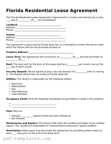 Official Residential Lease Agreement Template for Florida State