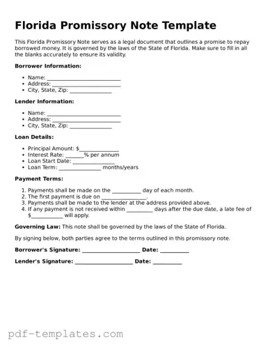 Official Promissory Note Template for Florida State