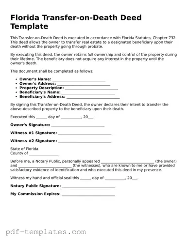 Official Transfer-on-Death Deed Template for Florida State