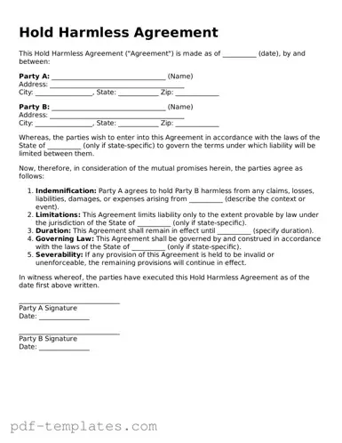 Hold Harmless Agreement Document