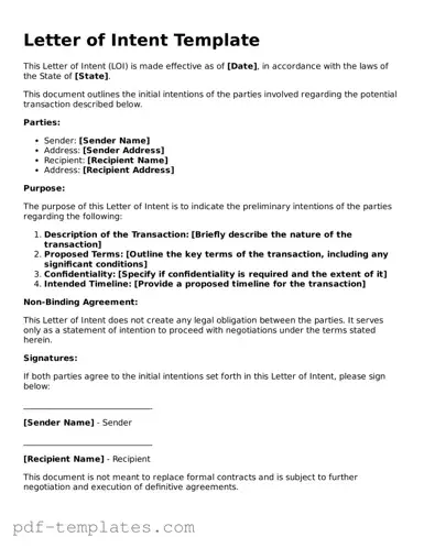 Letter of Intent Document