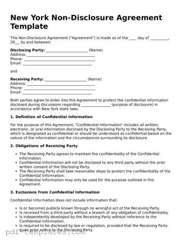 Official Non-disclosure Agreement Template for New York State