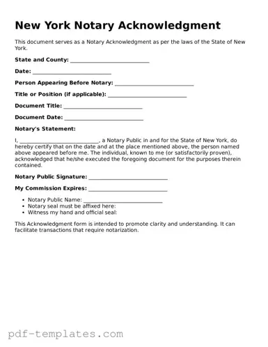 Official Notary Acknowledgement Template for New York State