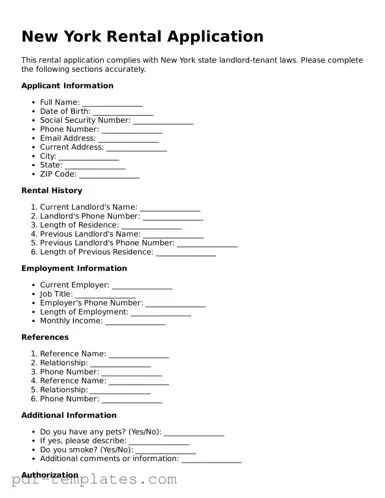 Official Rental Application Template for New York State
