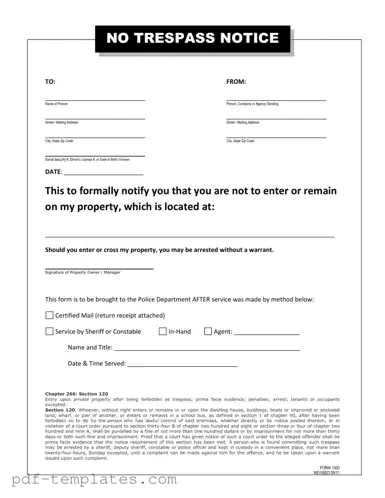 Get No Trespassing Letter Form in PDF