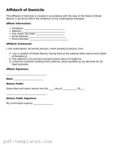 Affidavit of Domicile Document