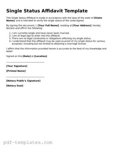 Single Status Affidavit Document