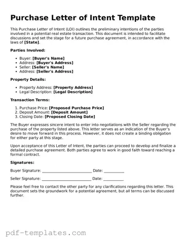 Purchase Letter of Intent Document