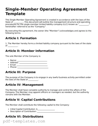 Single-Member Operating Agreement Document