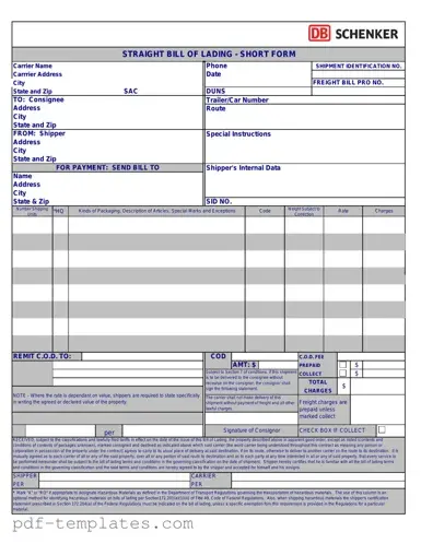 Get Straight Bill Of Lading Form in PDF
