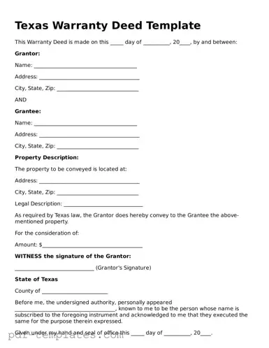 Official Deed Template for Texas State