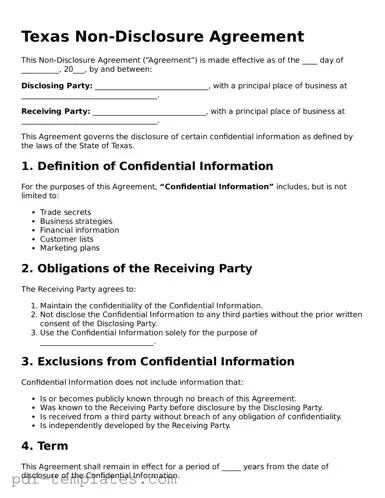 Official Non-disclosure Agreement Template for Texas State