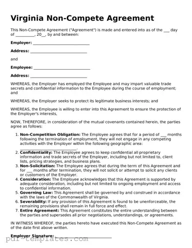 Official Non-compete Agreement Template for Virginia State
