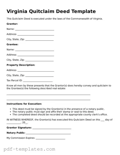 Official Quitclaim Deed Template for Virginia State