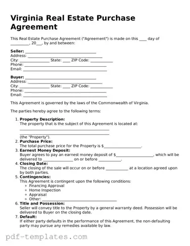 Official Real Estate Purchase Agreement Template for Virginia State