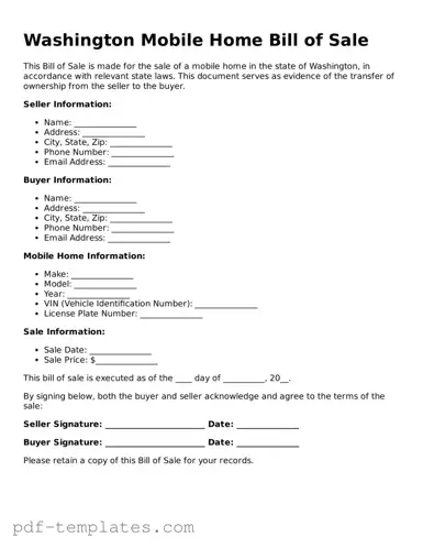 Official Mobile Home Bill of Sale Template for Washington State