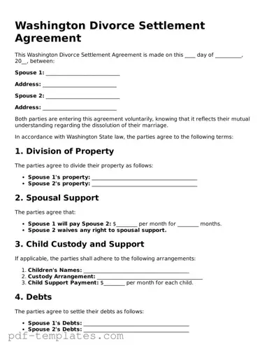 Official Divorce Settlement Agreement Template for Washington State
