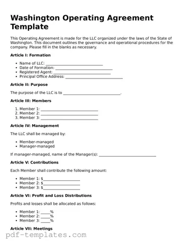 Official Operating Agreement Template for Washington State