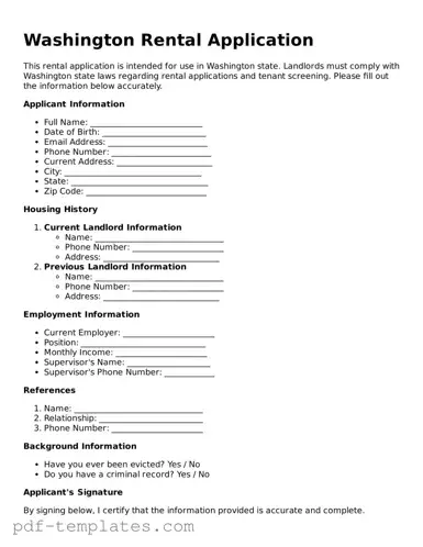 Official Rental Application Template for Washington State