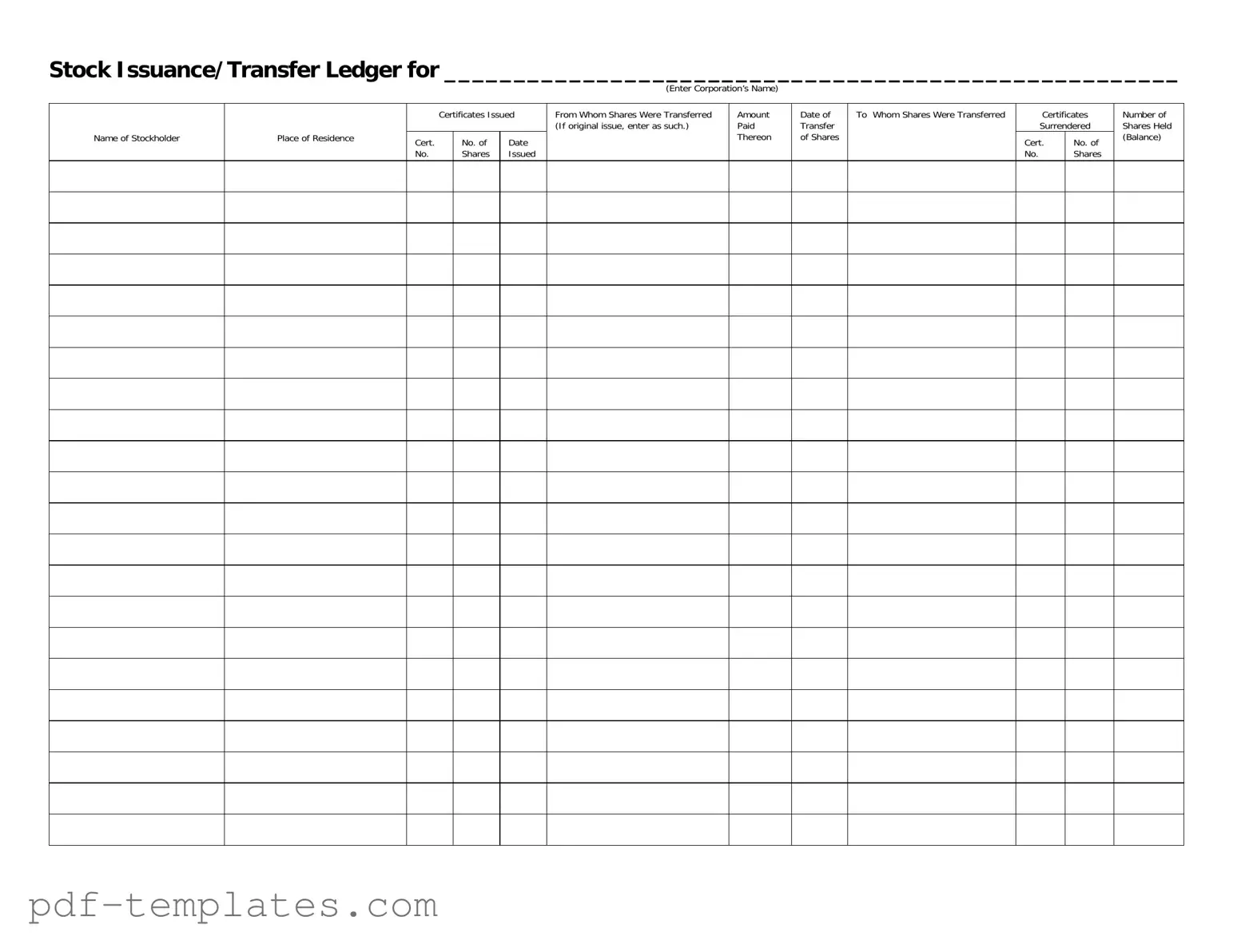 Get Stock Transfer Ledger Form in PDF