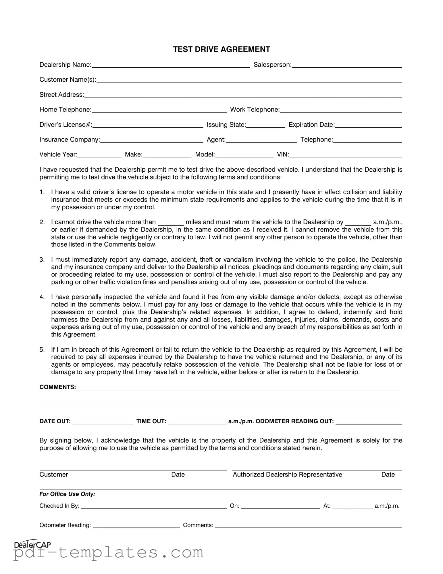 Get Test Drive Form in PDF