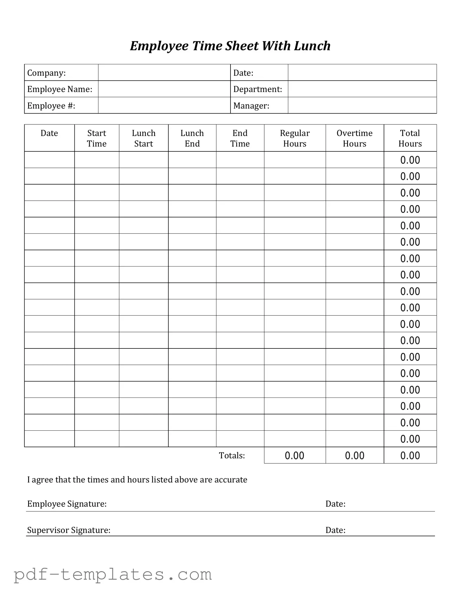 Get Time Card Form in PDF