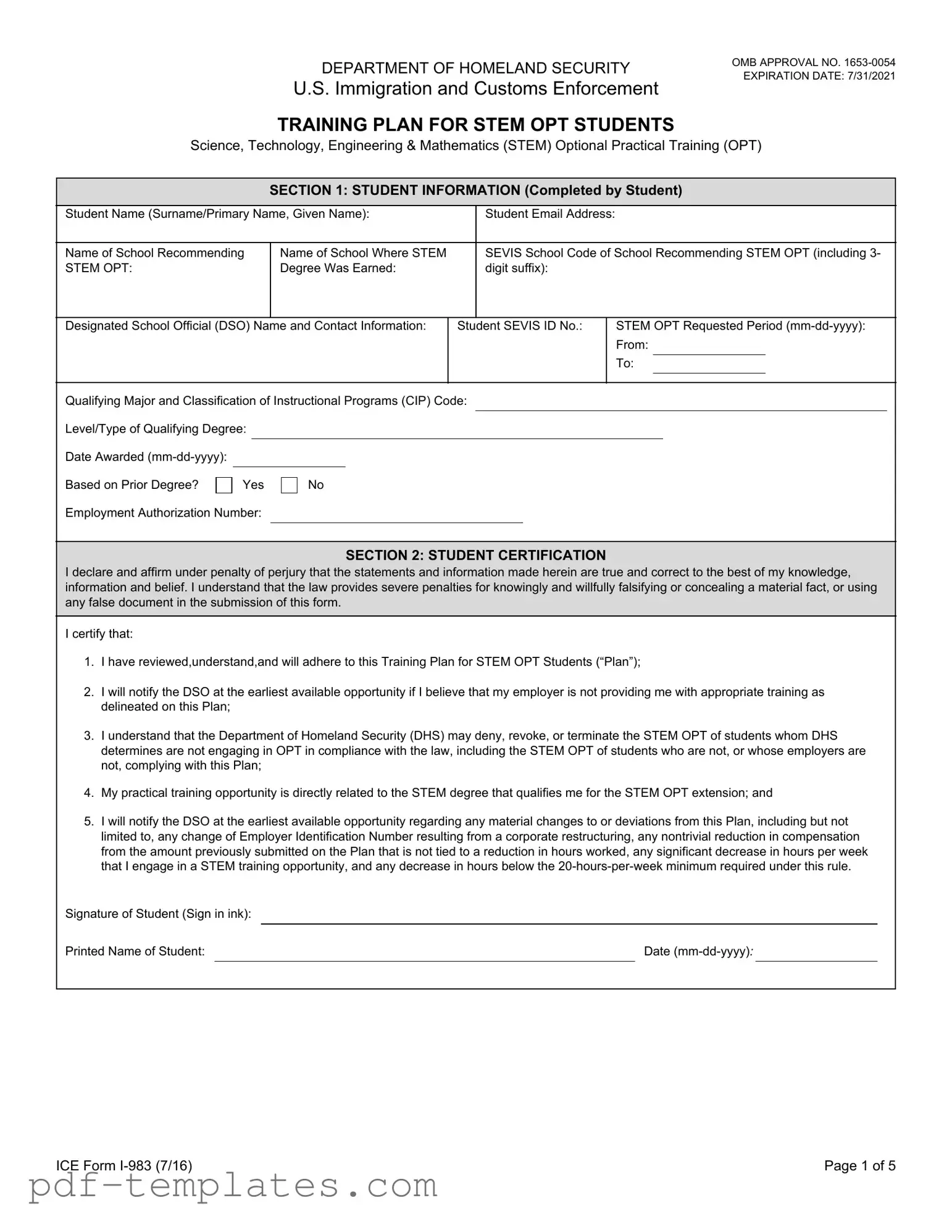 Get ICE I-983 Form in PDF