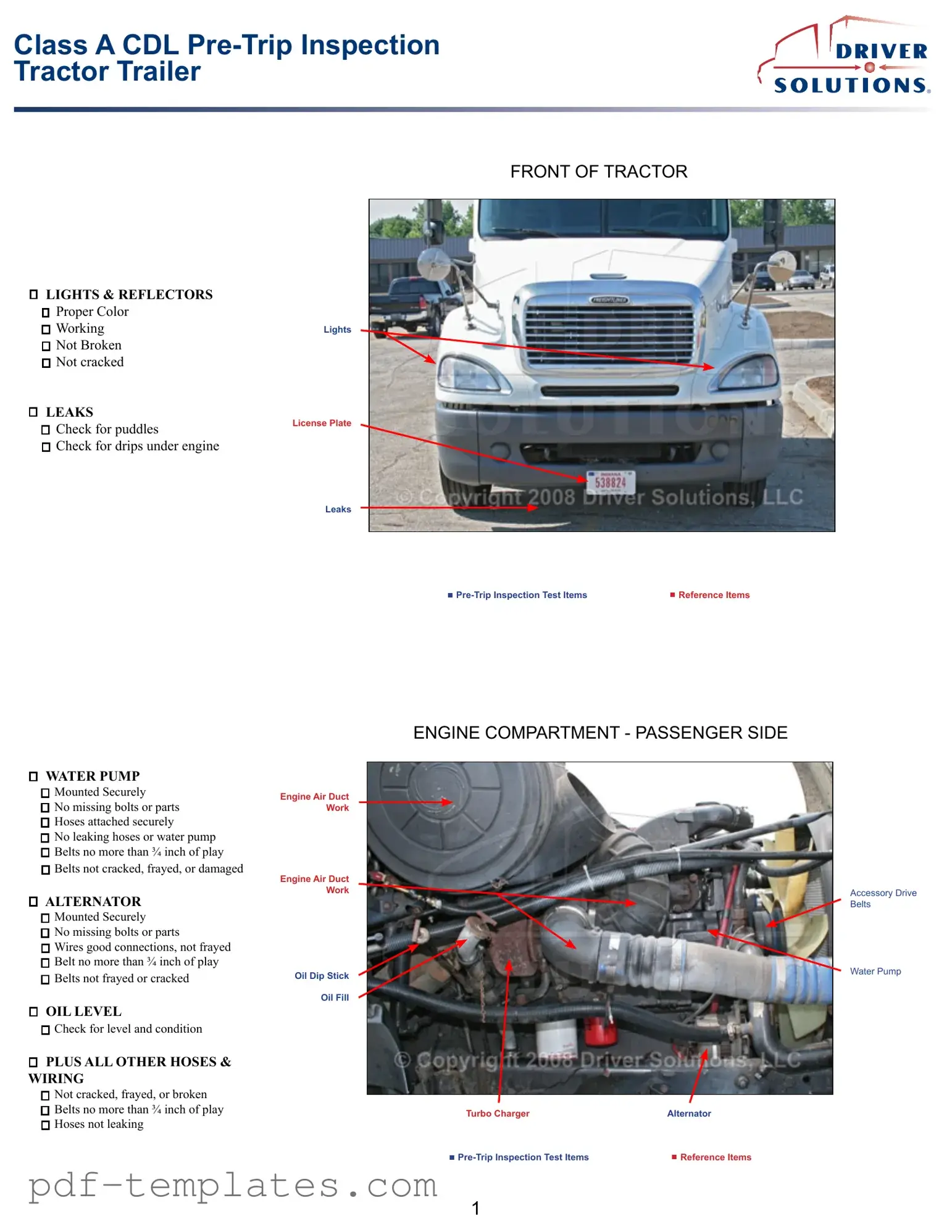 Get Pre Trip Inspection Checklist Form in PDF