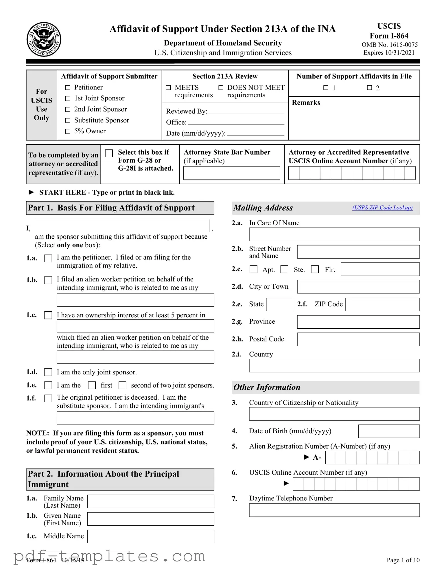 Get USCIS I-864 Form in PDF