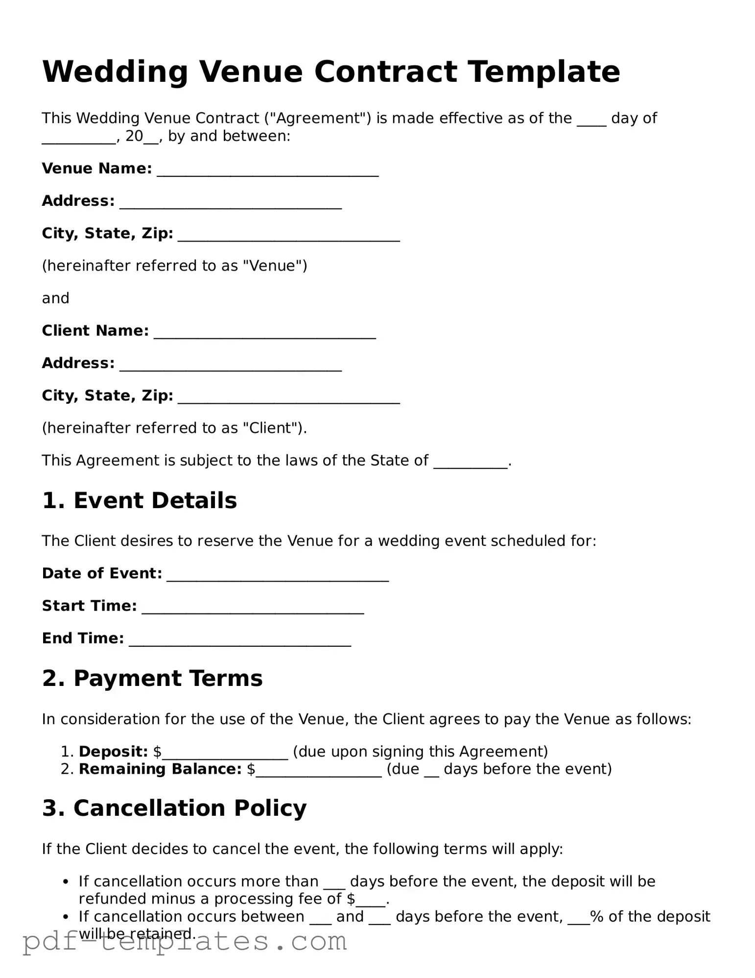 Wedding Venue Contract Document