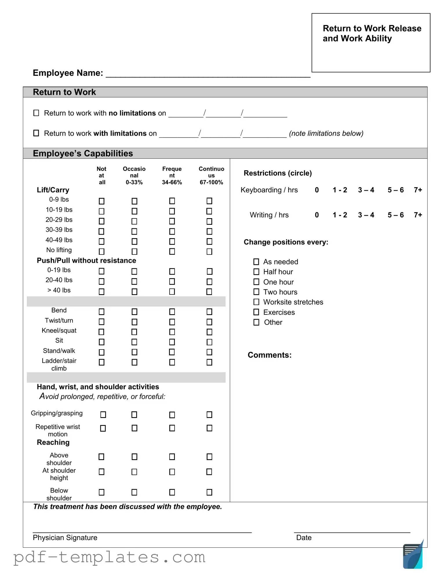 Get Work Release Form in PDF